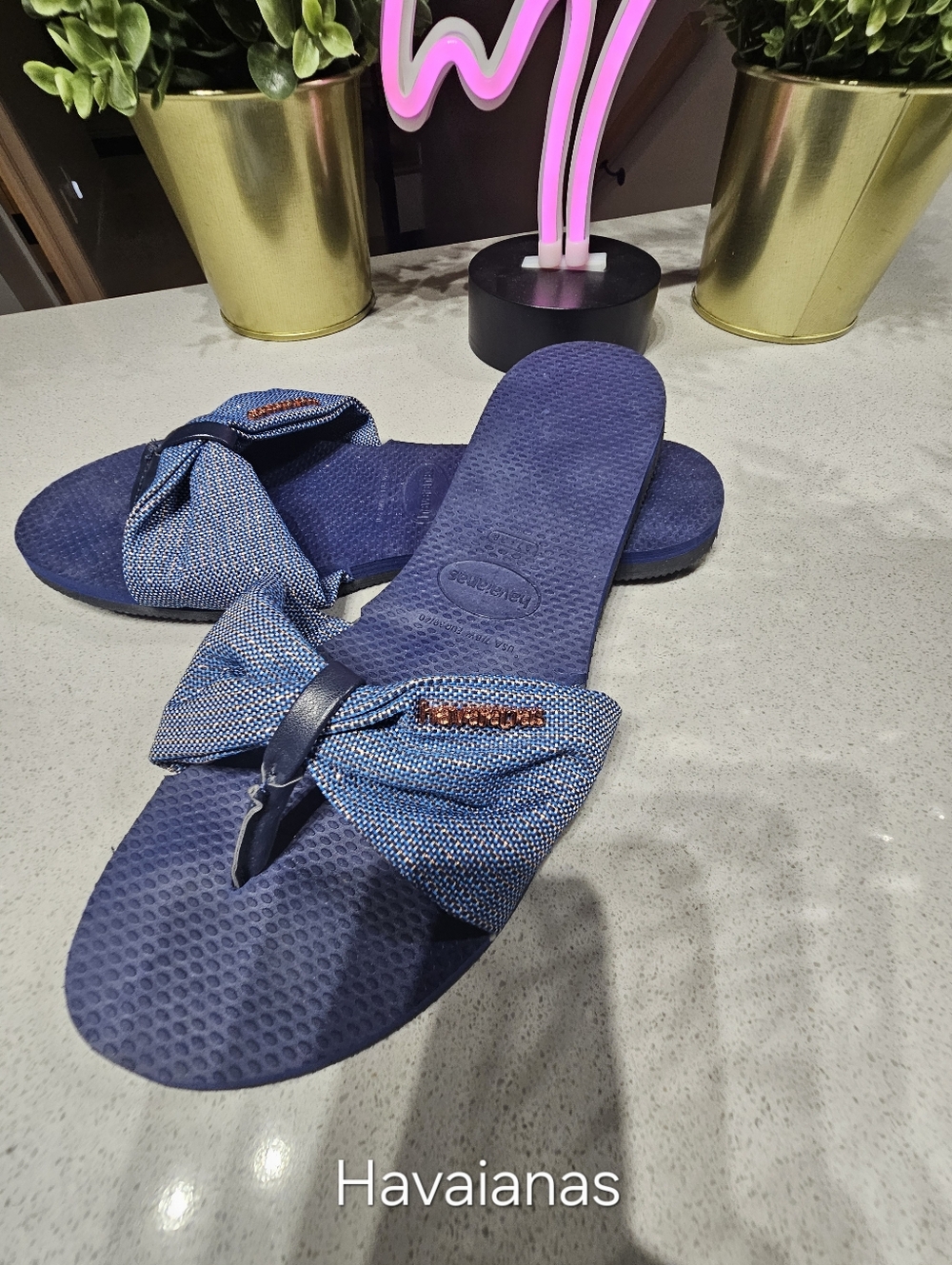 NWOT HAVAIANAS Magnifiques Sandales À Noeud Tissé Doré Boho-Chic